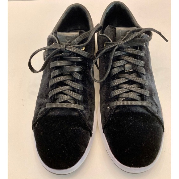 Cole Haan Grandpro Black Velvet Sneakers Womens 9 Medium Lace Up Low Top - Picture 2 of 9